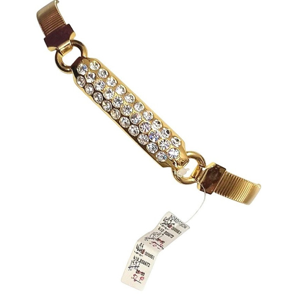 Vintage Nordstrom Gold Rhinestone Stretch Belt‎ Women Small Gold Glam Accessory